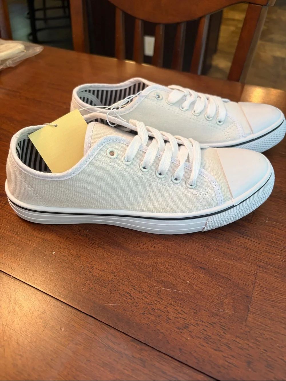 Classic woman’s  White Canvas Lace-Up Sneakers